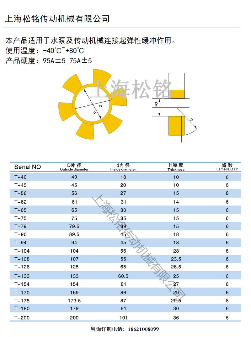 T190-195/T200梅花弹性联轴器聚氨酯缓冲垫配件